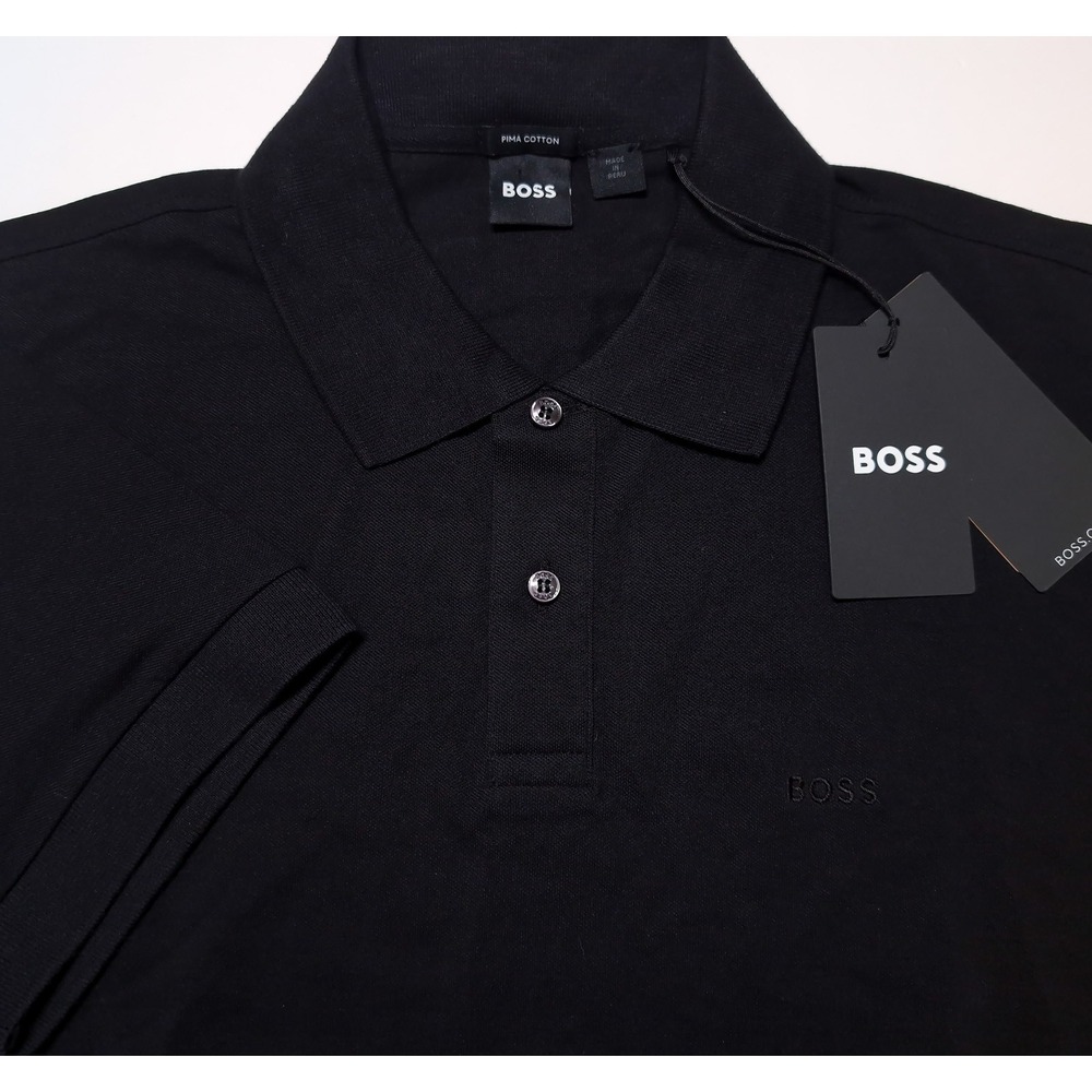 HUGO BOSS Firenze Logo Polo Mens XL Black New Pima Cotton 50490089